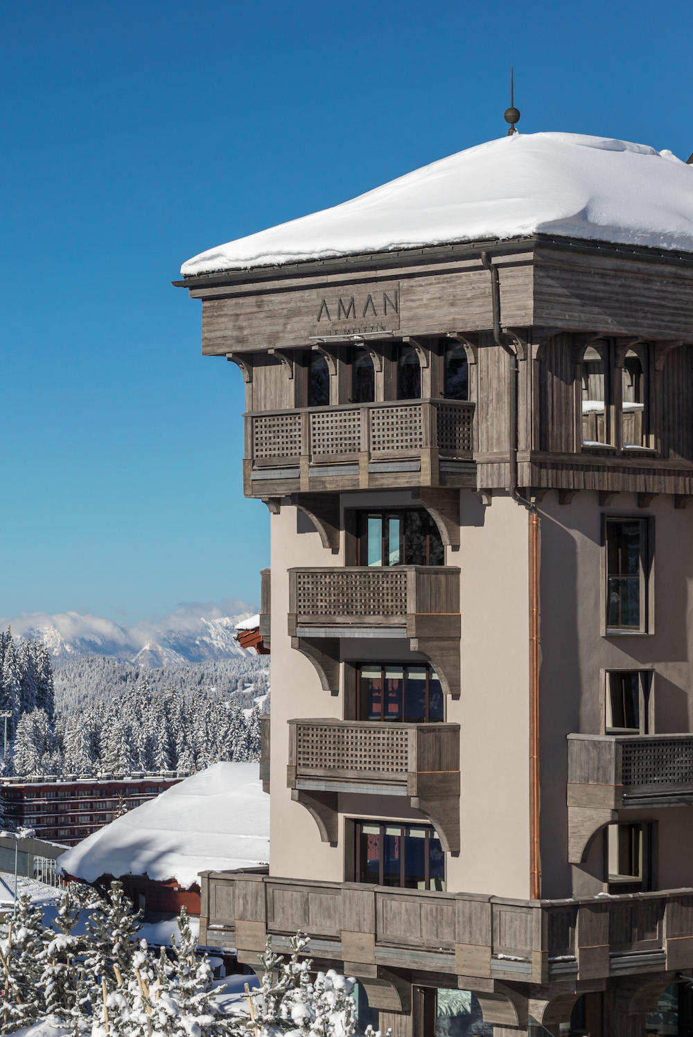 Tower at Le Melezin hotel in France.