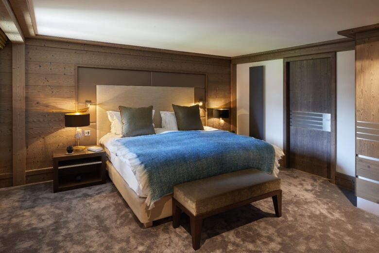 Bedroom at Six Senses in Courchevel. Part of the luxury chalet club collection