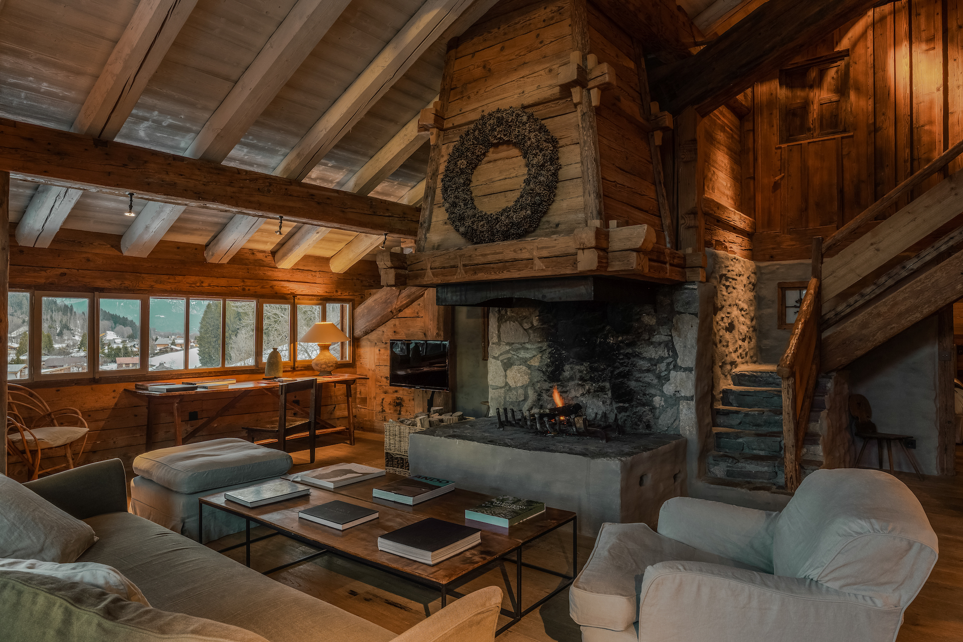 Fireplace at Zannier Le Chalet in Megève
